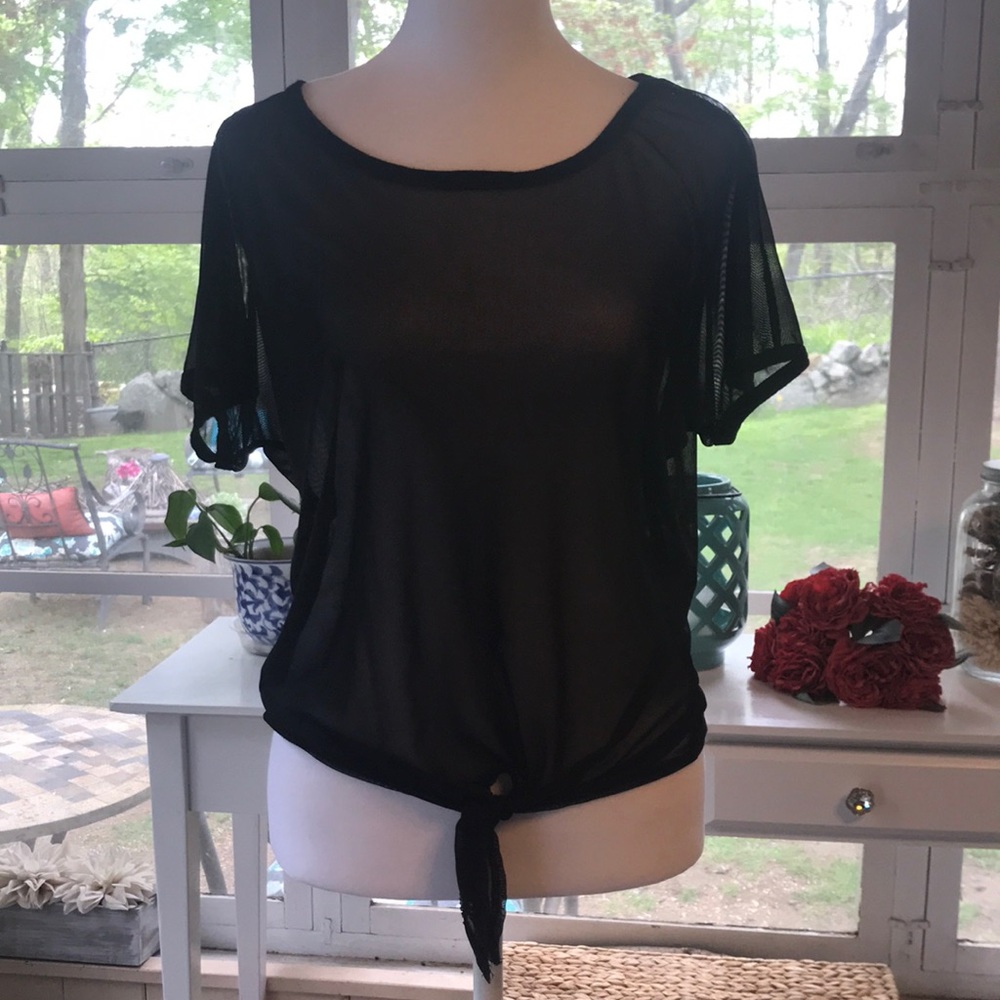 Sheer black mesh top